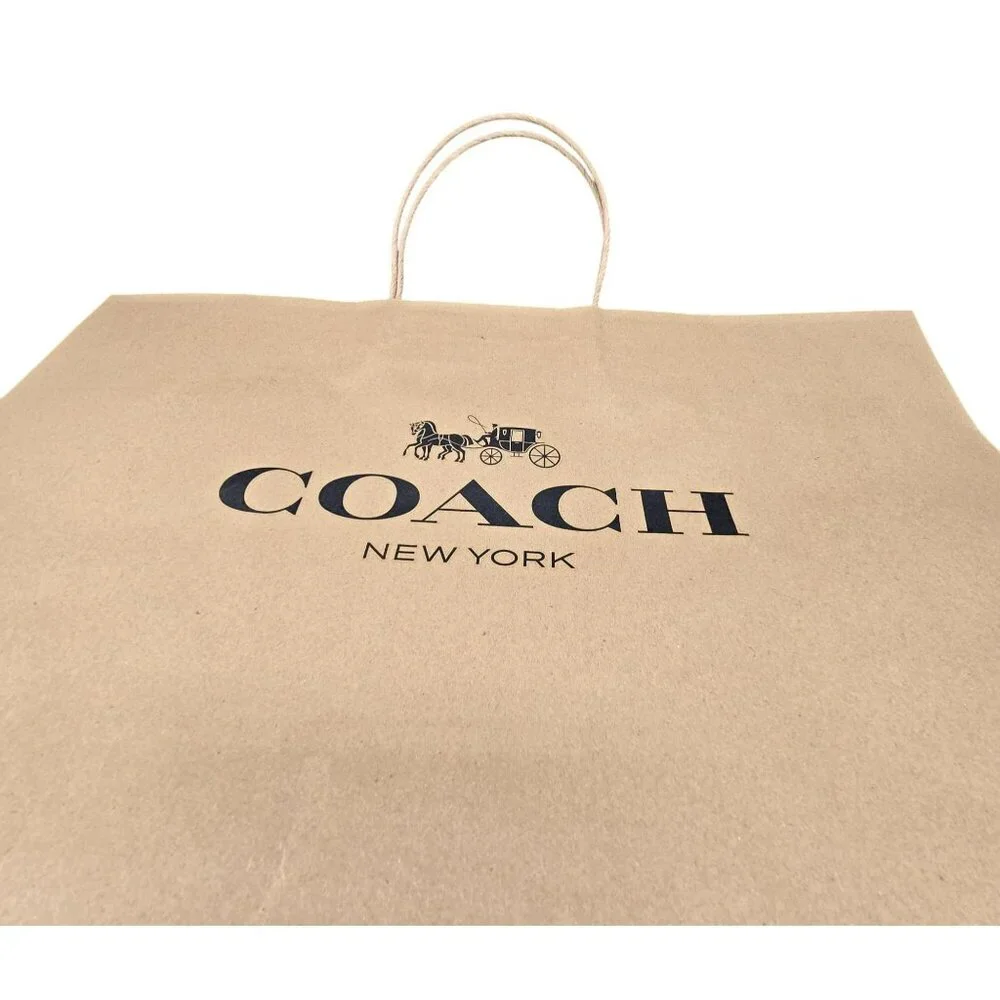 Coach New York Large Brown Paper Shopping Bag With Twisted Handles vr1034